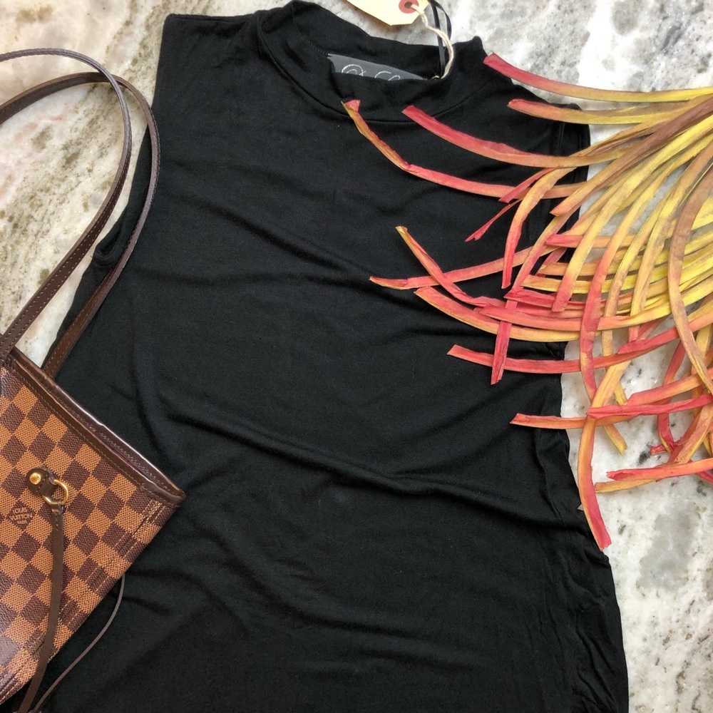 NWT De Lacy Black Tunic Dress Sleeveless Mockneck